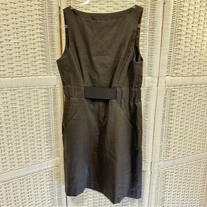 THEORY Linen Wool Dress Womens Size Medium Belted Minimalist Corpcore Career LBD